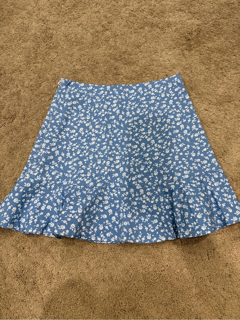 SHEIN Blue Floral Ruffle Hem Women's Skirt, Size XS